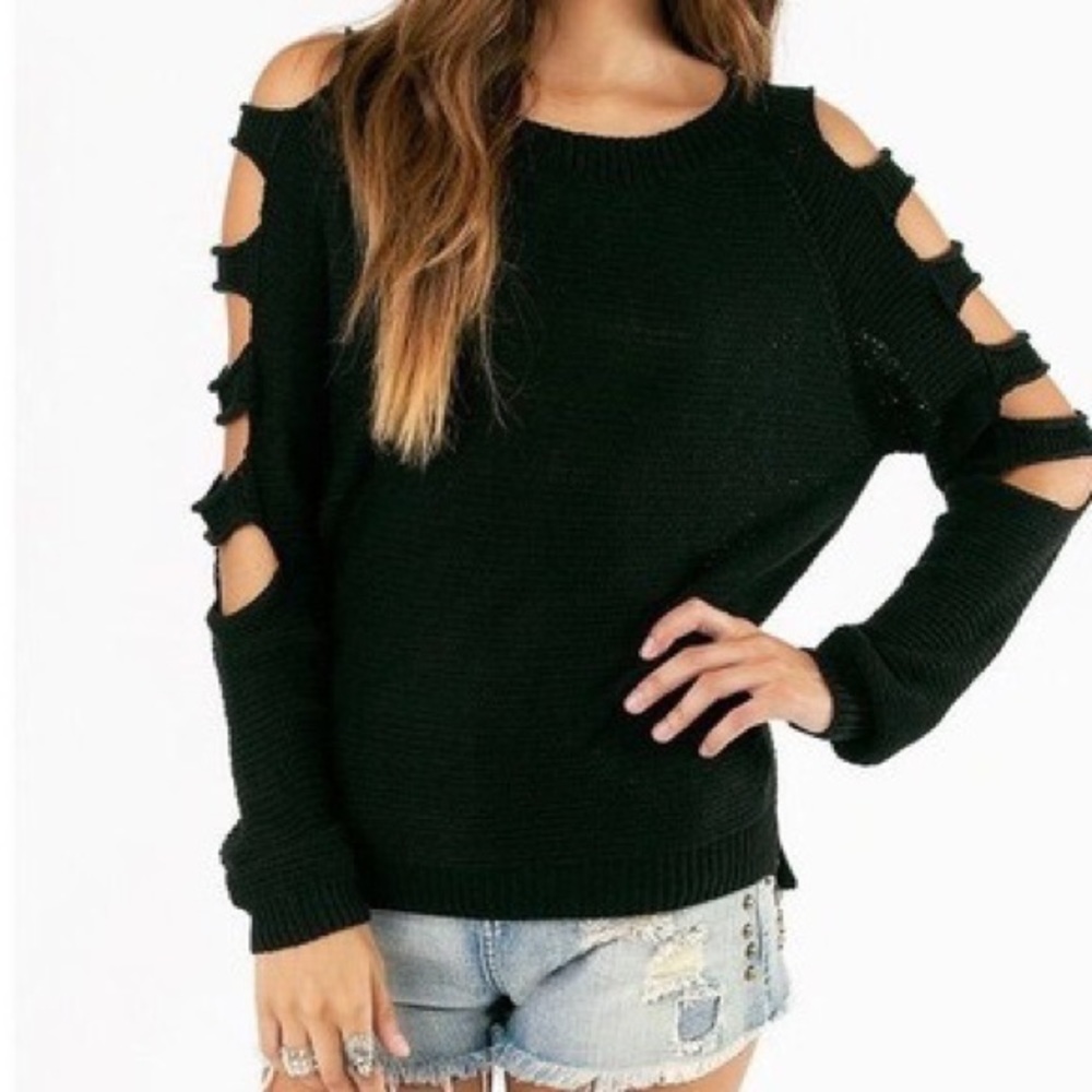 Express dusty pink sweater w/ cutout arms - Picture 1 of 9